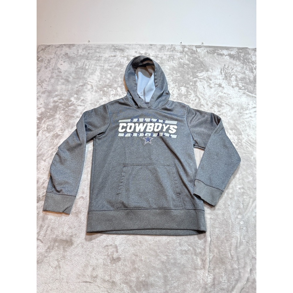 Dallas Cowboys Sweatshirt Hoodie Boys Size XL Gray Hooded Long Sleeve EUC